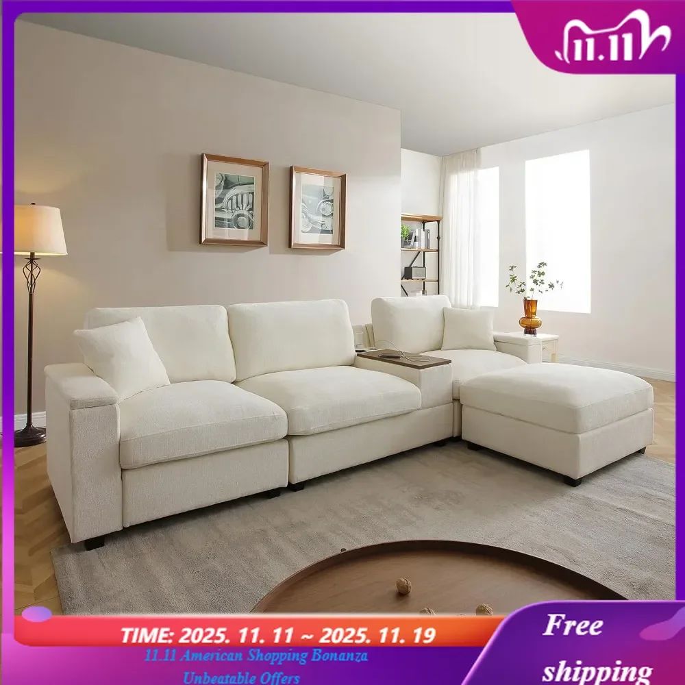 L Shaped Sectional Couch with Ottoman, Deep Seat Modular Sofa with Storage Arms, 3 Seater, Living Room, 120"
L Shaped Sectional Couch with Ottoman, Deep Seat Modular Sofa with Storage Arms, 3 Seater, Living Room, 120"