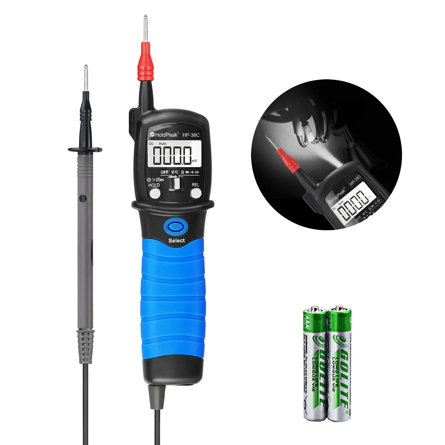 Pen Type Digital Multimeter 6000Cnt AC DC Volt Resistance Capacitance Backlight Portable Repair Tester HoldPeak 38C
Pen Type Digital Multimeter 6000Cnt AC DC Volt Resistance Capacitance Backlight Portable Repair Tester HoldPeak 38C