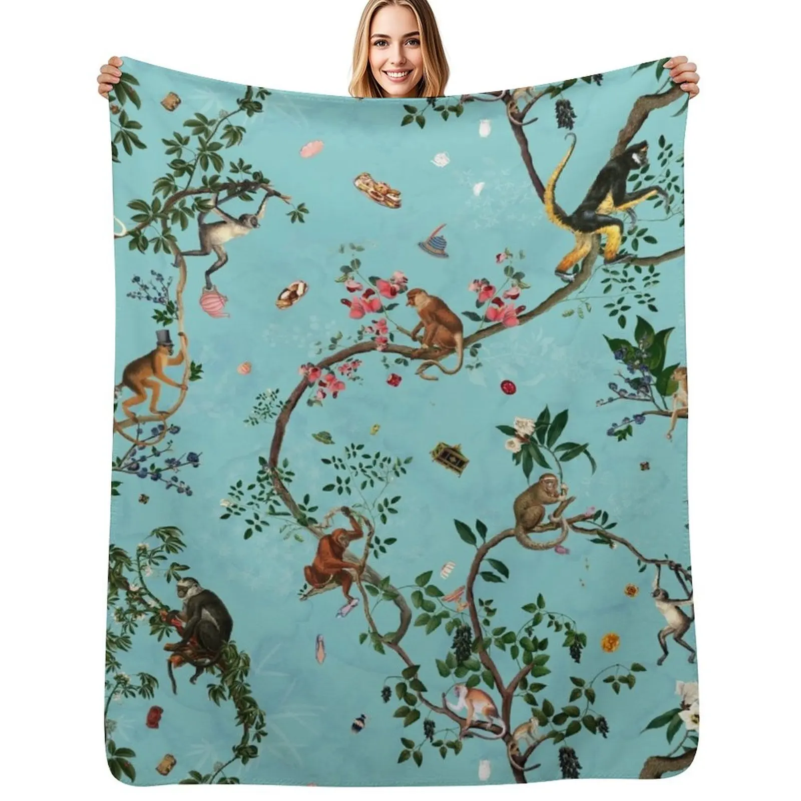 Monkey World Aqua Throw Blanket Soft Sherpa Fleece Warm Blanket for Winter
Monkey World Aqua Throw Blanket Soft Sherpa Fleece Warm Blanket for Winter