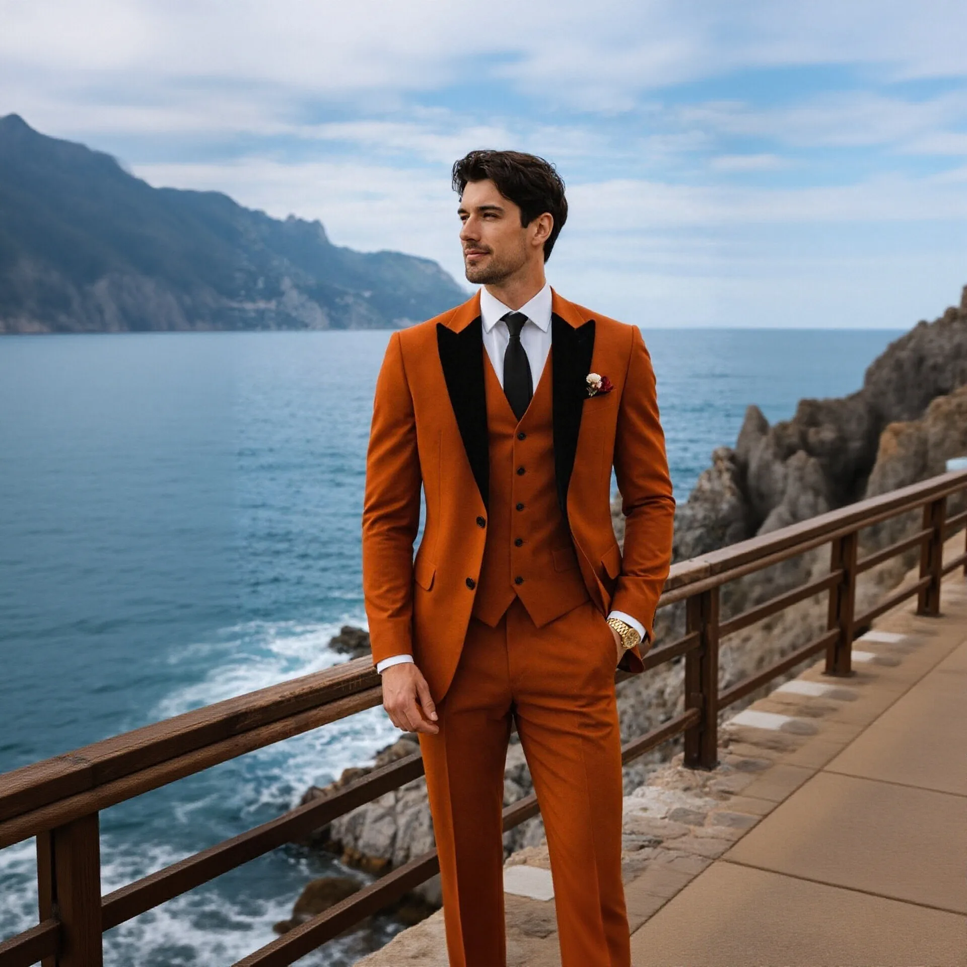 Burnt Orange Men Suit Wedding Tuxedo Groom Prom Dinner Party Formal Slim Fit 3 Piece Suit Velvet Lapel Blazer Vest Pants Custom
Burnt Orange Men Suit Wedding Tuxedo Groom Prom Dinner Party Formal Slim Fit 3 Piece Suit Velvet Lapel Blazer Vest Pants Custom