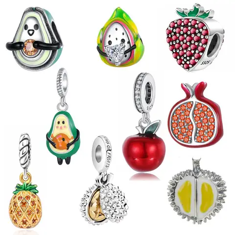 Silver Plated Playful Pitaya Cocktail Charm Brilliant Enamel Fine Jewelry For Girls And Women