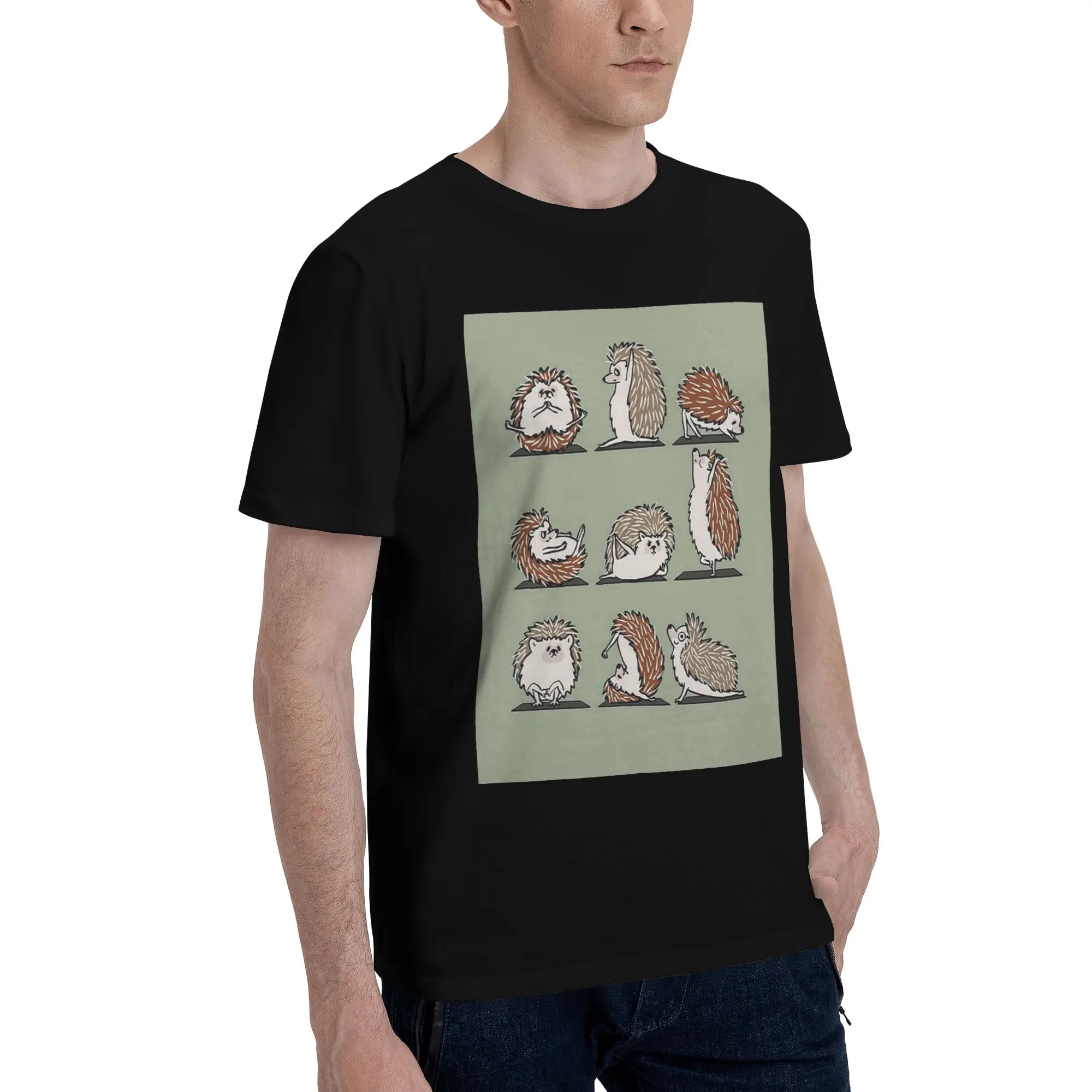 Мужская футболка Hedgehog Yoga, большие футболки, мужские хлопковые футболки с круглым вырезом, короткие летние мужские футболки 
Мужская футболка Hedgehog Yoga, большие футболки, мужские хлопковые футболки с круглым вырезом, короткие летние мужские футболки