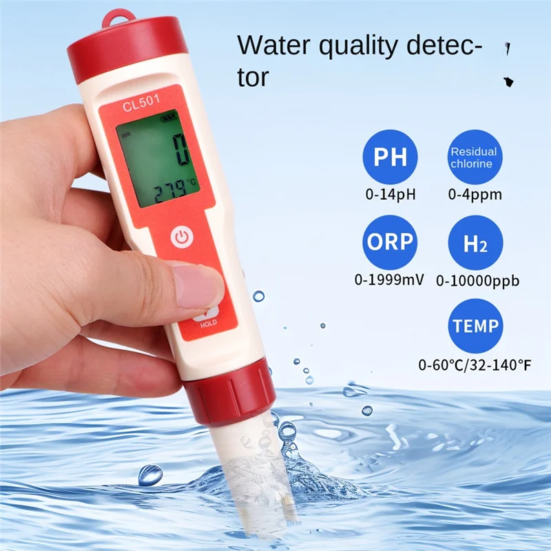 J1UL1N Ручка для тестирования хлора 5 в 1, тестер качества воды CL2 TEMP PH H2 ORP, измерение для аквариума, бассейна
J1UL1N Ручка для тестирования хлора 5 в 1, тестер качества воды CL2 TEMP PH H2 ORP, измерение для аквариума, бассейна