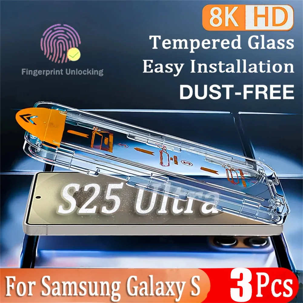 3PCS HD Tempered Glass For Samsung Galaxy S25 Ultra Screen Protector For Samsung S24 Ultra S25 Plus Easy Install Auto-Dust Box
3PCS HD Tempered Glass For Samsung Galaxy S25 Ultra Screen Protector For Samsung S24 Ultra S25 Plus Easy Install Auto-Dust Box