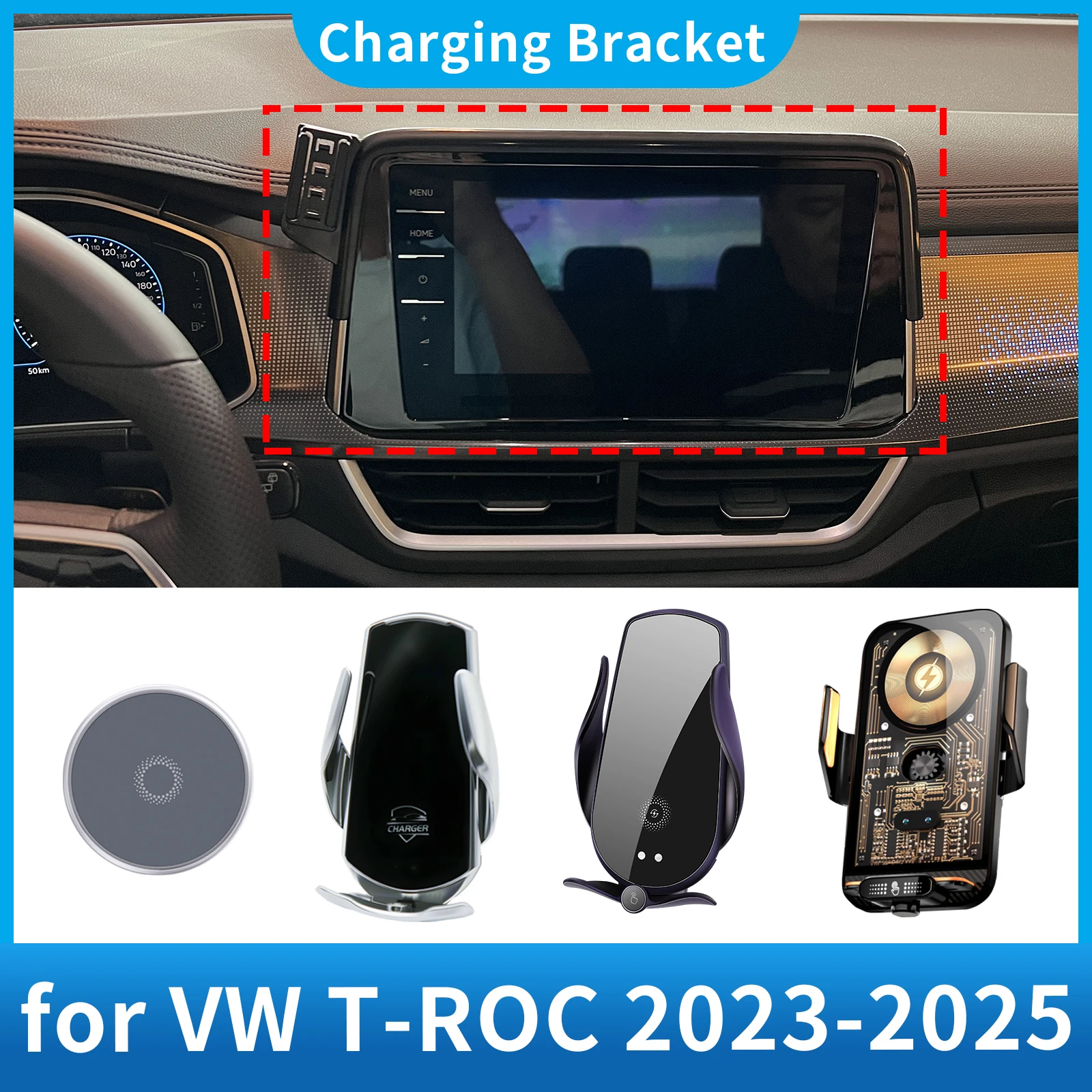 Аксессуары для VW T-ROC 2023 2024 2025, автомобильный держатель для мобильного телефона с зарядкой, GPS-кронштейн, навигационная подставка, авто
Аксессуары для VW T-ROC 2023 2024 2025, автомобильный держатель для мобильного телефона с зарядкой, GPS-кронштейн, навигационная подставка, авто