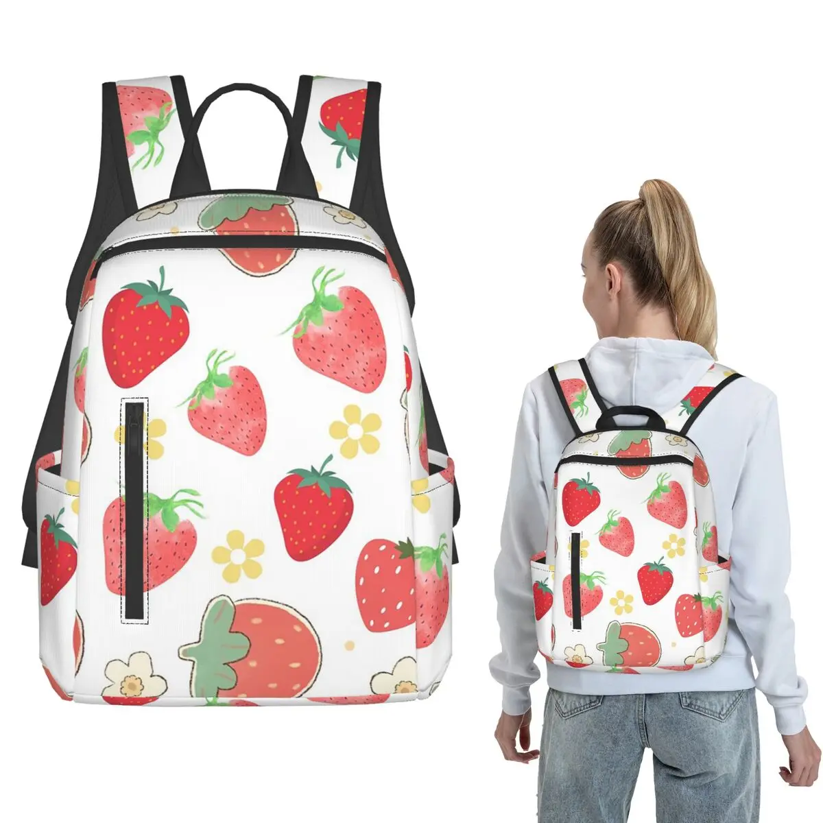 Strawberry And Daisy Cartoon Pattern Backpack Daypack Boys Girls BookBag School Bag Shoulder Bags for Men Women
Strawberry And Daisy Cartoon Pattern Backpack Daypack Boys Girls BookBag School Bag Shoulder Bags for Men Women