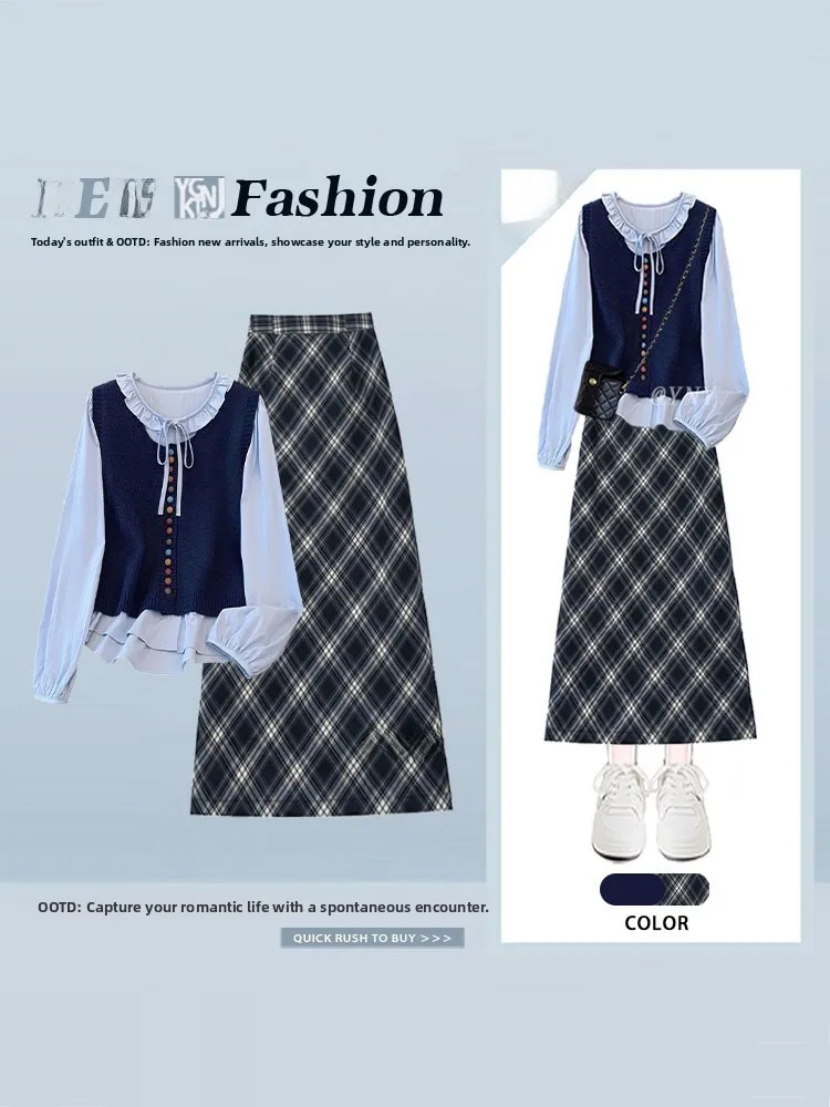 Pastel Plaid irt And High Waist Skirt Set Spring Loose Fit Gentle Top And Midi Skirt Two Piece Outfit Wooden Trim
Pastel Plaid irt And High Waist Skirt Set Spring Loose Fit Gentle Top And Midi Skirt Two Piece Outfit Wooden Trim