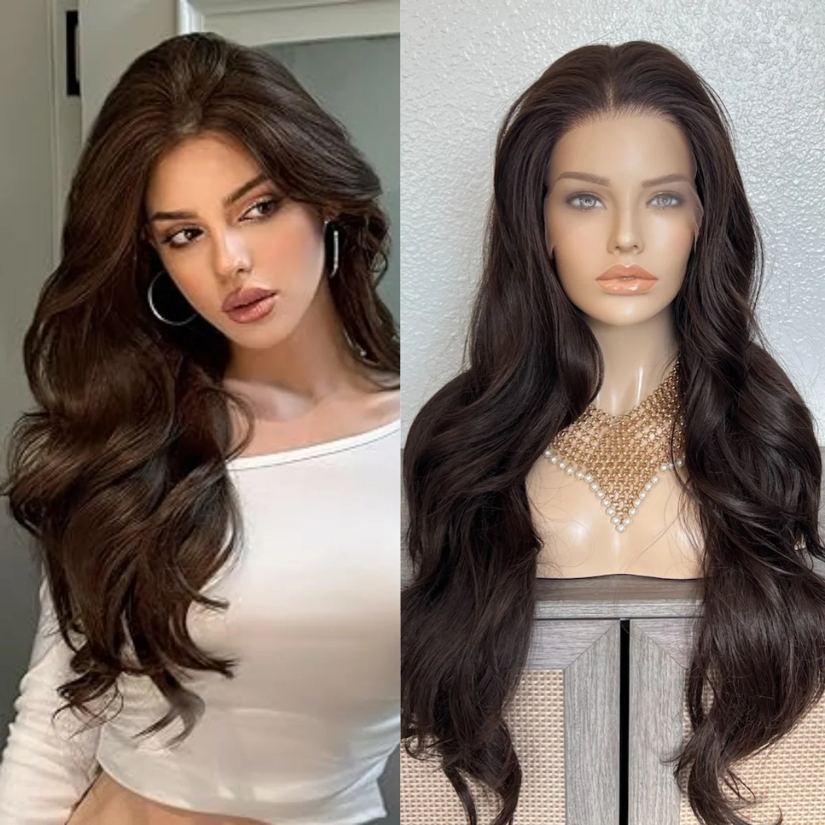 Темно-коричневые парики с волнистыми волосами, 13x4 HD кружевной фронтальный парик, синтетический, без клея, предварительно прорезанный, шоколадно-коричневый, термостойкий, для повседневного использования, для женщин
Темно-коричневые парики с волнистыми волосами, 13x4 HD кружевной фронтальный парик, синтетический, без клея, предварительно прорезанный, шоколадно-коричневый, термостойкий, для повседневного использования, для женщин