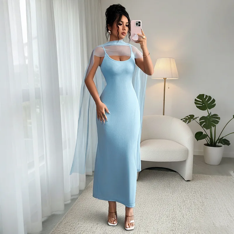 2026 Women's Summer Solid Color Slimming Strap Dress Fashion Sexy Long Blue Dress for Women
2026 Women's Summer Solid Color Slimming Strap Dress Fashion Sexy Long Blue Dress for Women