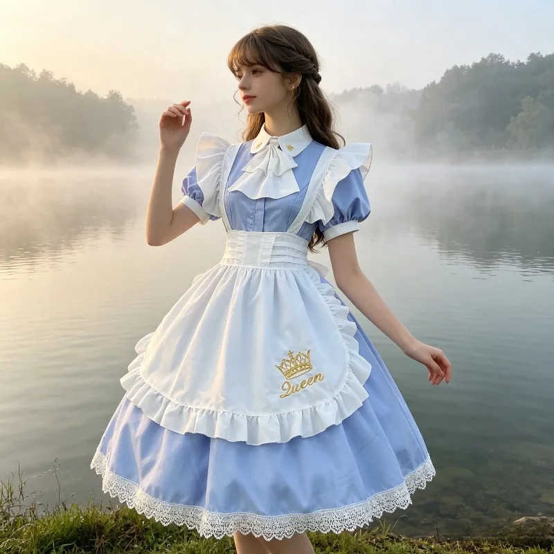 New Retro British Queen Crown Embroidered Maid Outfit Cosplay Temperament Lolita Short Sleeved Dress Retro Lolita Dress
New Retro British Queen Crown Embroidered Maid Outfit Cosplay Temperament Lolita Short Sleeved Dress Retro Lolita Dress