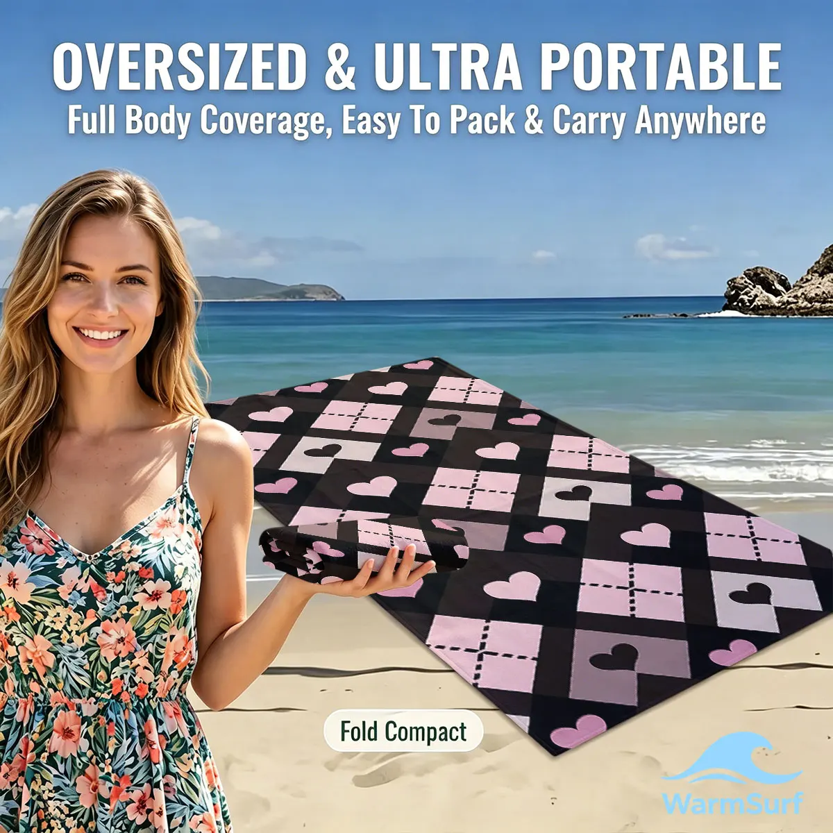 Pink Heart Argyle Beach Towel Sand Free Quick Dry Absorbent Thin Compact Towels for Swimming Pool Camping Beach Accessories
Pink Heart Argyle Beach Towel Sand Free Quick Dry Absorbent Thin Compact Towels for Swimming Pool Camping Beach Accessories