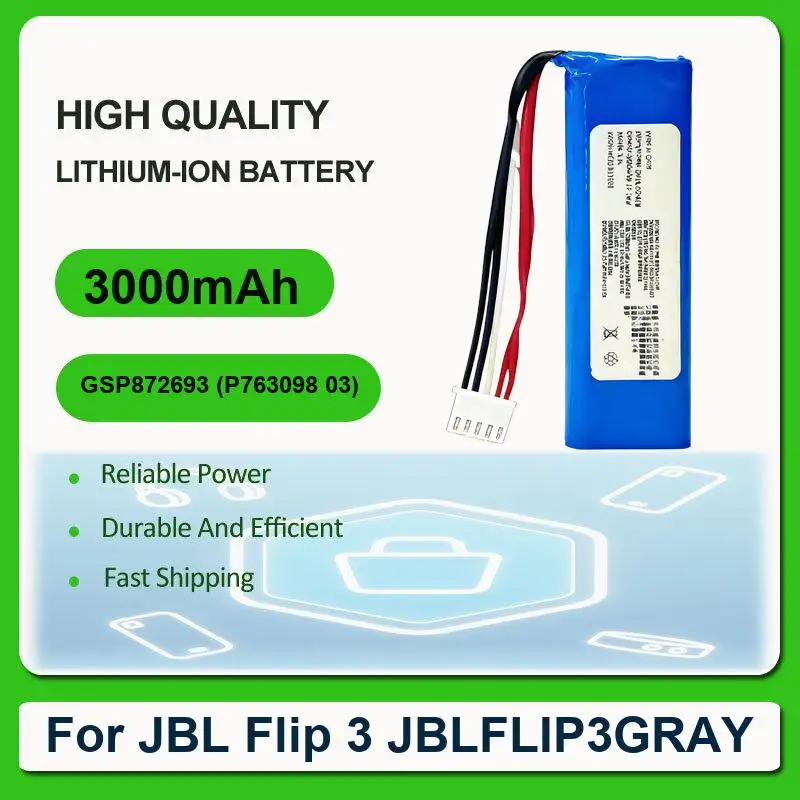 Battery For JBL Flip 3 JBLFLIP3GRAY 4, 4 Special Edition flip4 Xtreme 1 Speaker Charge 2016 Version 2 Plus 2015 GSP1029102R
Battery For JBL Flip 3 JBLFLIP3GRAY 4, 4 Special Edition flip4 Xtreme 1 Speaker Charge 2016 Version 2 Plus 2015 GSP1029102R