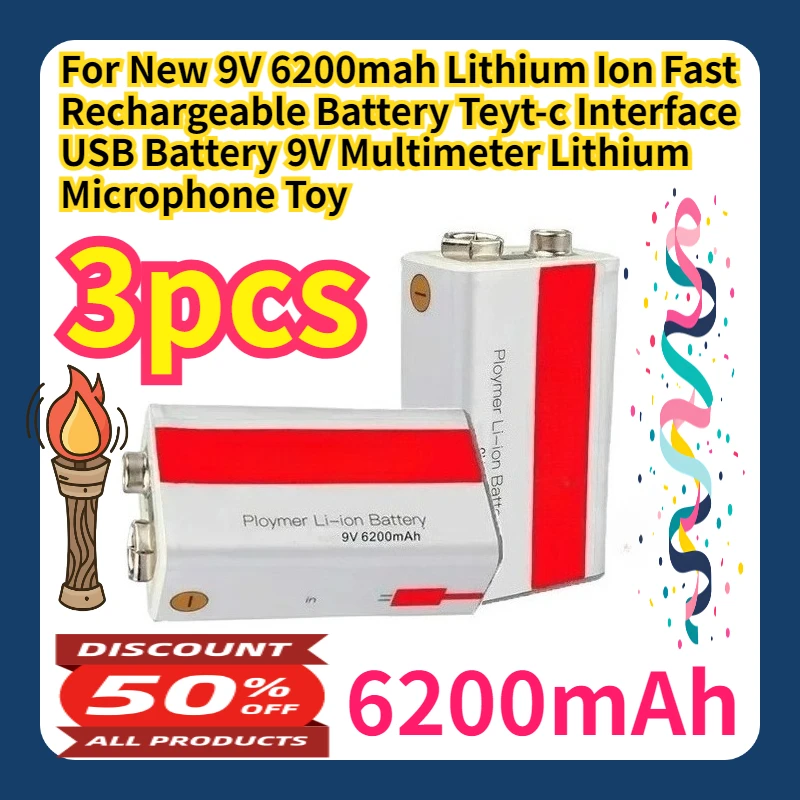 For New 9V 6200mah Lithium Ion Fast Rechargeable Battery Teyt-c Interface USB Battery 9V Multimeter Lithium Microphone Toy
For New 9V 6200mah Lithium Ion Fast Rechargeable Battery Teyt-c Interface USB Battery 9V Multimeter Lithium Microphone Toy