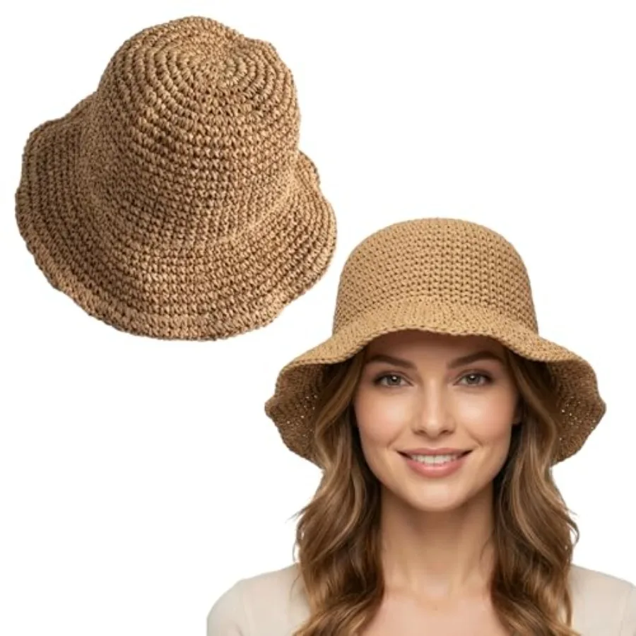 Straw Bucket Hat for Women, Raffia Bucket Hat with Classic Design, Crochet Bucket Hat for Outdoor Activities, Lightweight Straw
Straw Bucket Hat for Women, Raffia Bucket Hat with Classic Design, Crochet Bucket Hat for Outdoor Activities, Lightweight Straw