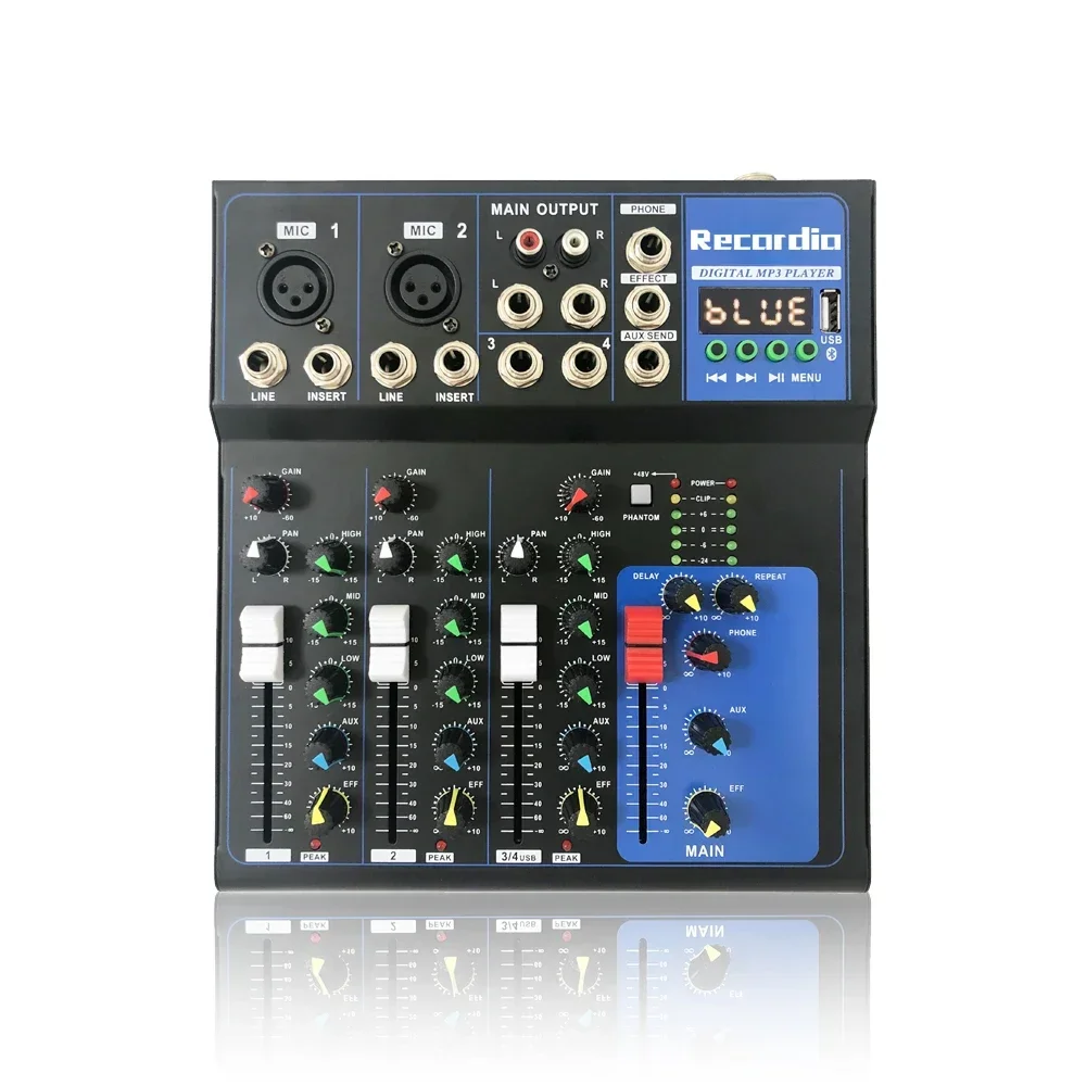 GAX-UF4 USB Interface 4 Channels Mini Audio Mixer with 3 Band EQ and MP3 Player for Home Karaoke and Amplifier Use
GAX-UF4 USB Interface 4 Channels Mini Audio Mixer with 3 Band EQ and MP3 Player for Home Karaoke and Amplifier Use