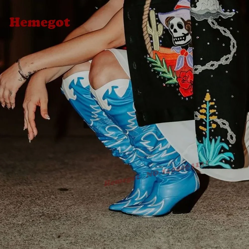 Splicing Embroidery Chunky Heels Over-The-Knee Boots Pointy Toe Slip On Pleated Women's Long Boots Winter Shoes Elegant Luxury
Splicing Embroidery Chunky Heels Over-The-Knee Boots Pointy Toe Slip On Pleated Women's Long Boots Winter Shoes Elegant Luxury