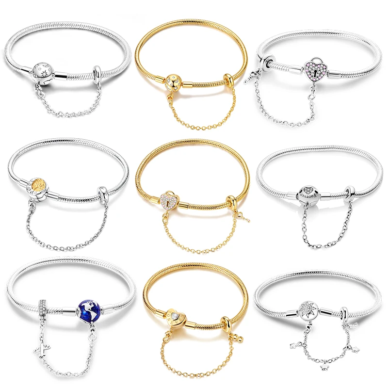 Original Snake Bone Bracelet 925 Silver Bracelet 17-20CM Star And Moon Security Chain Zircon Bracelet For Women DIY Jewelry Gift
Original Snake Bone Bracelet 925 Silver Bracelet 17-20CM Star And Moon Security Chain Zircon Bracelet For Women DIY Jewelry Gift