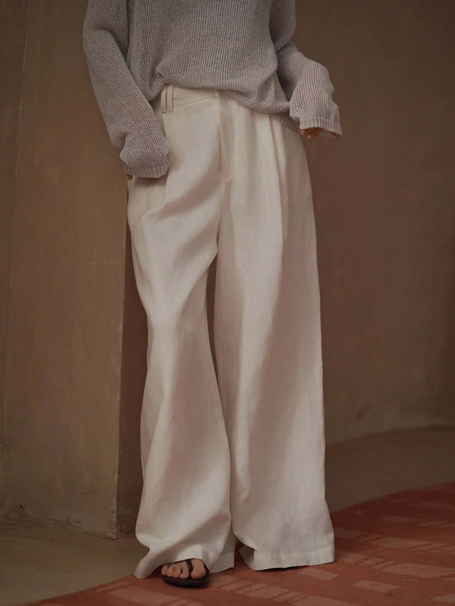 Hacikis Miss Haazi Classic Slimming Loose Fit Linen Lyocell Wide Leg Pants Women's Casual High Waist Zipper Pocket Straight Cut
Hacikis Miss Haazi Classic Slimming Loose Fit Linen Lyocell Wide Leg Pants Women's Casual High Waist Zipper Pocket Straight Cut