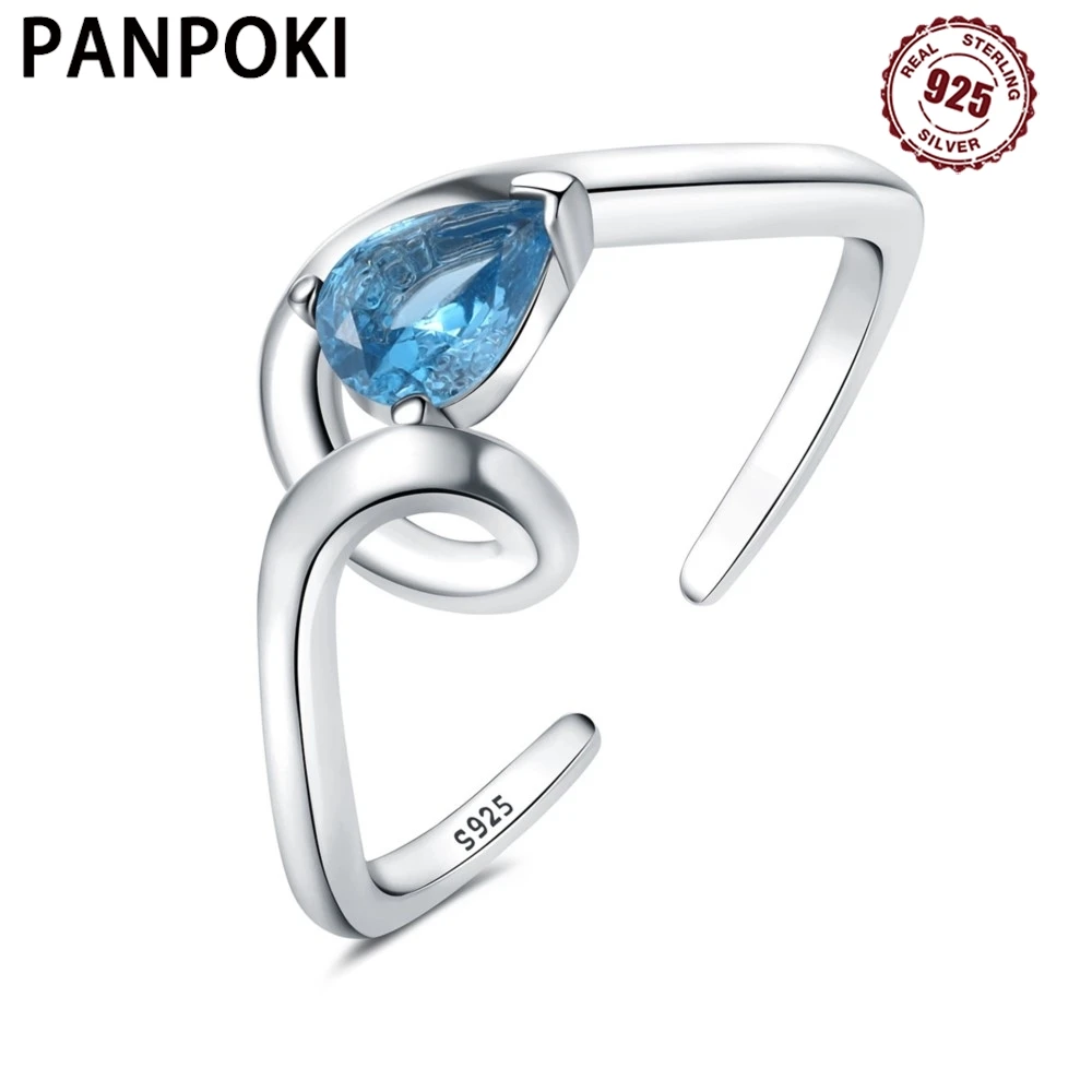 925 Sterling Silver Curved Blue Zircon Open Rings For Women Adjustable Finger Ring Personality Jewelry Birthday Party Gifts
925 Sterling Silver Curved Blue Zircon Open Rings For Women Adjustable Finger Ring Personality Jewelry Birthday Party Gifts