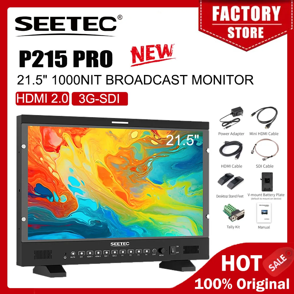 Монитор для вещания SEETEC 21.5 дюйма P215 PRO, 1000 нит, высокая яркость, Full HD 1920x1080, 3G-SDI, HDMI 2.0
Монитор для вещания SEETEC 21.5 дюйма P215 PRO, 1000 нит, высокая яркость, Full HD 1920x1080, 3G-SDI, HDMI 2.0