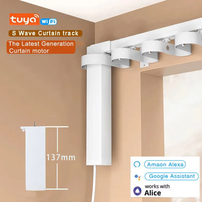 Tuya Latest Generation WiFi Smart Curtain Motor S Wave Ripple Fold Curtain track Cornice Rail Rod Works with Google Alexa Alice
Tuya Latest Generation WiFi Smart Curtain Motor S Wave Ripple Fold Curtain track Cornice Rail Rod Works with Google Alexa Alice