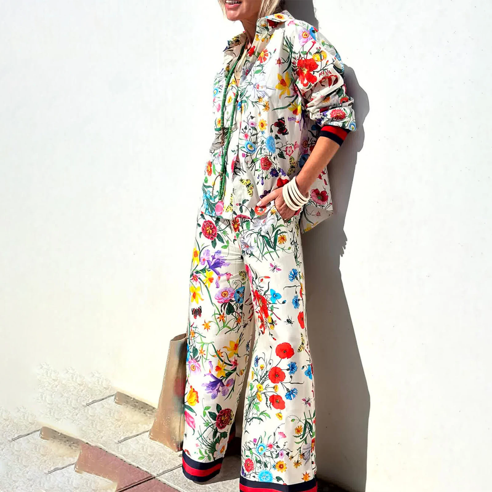 Women's Aesthetic Fall Casual Outfit Floral Print Loose Long Sleeve Button Lapel Shirt with Elastic Waist Pants Suit
Women's Aesthetic Fall Casual Outfit Floral Print Loose Long Sleeve Button Lapel Shirt with Elastic Waist Pants Suit