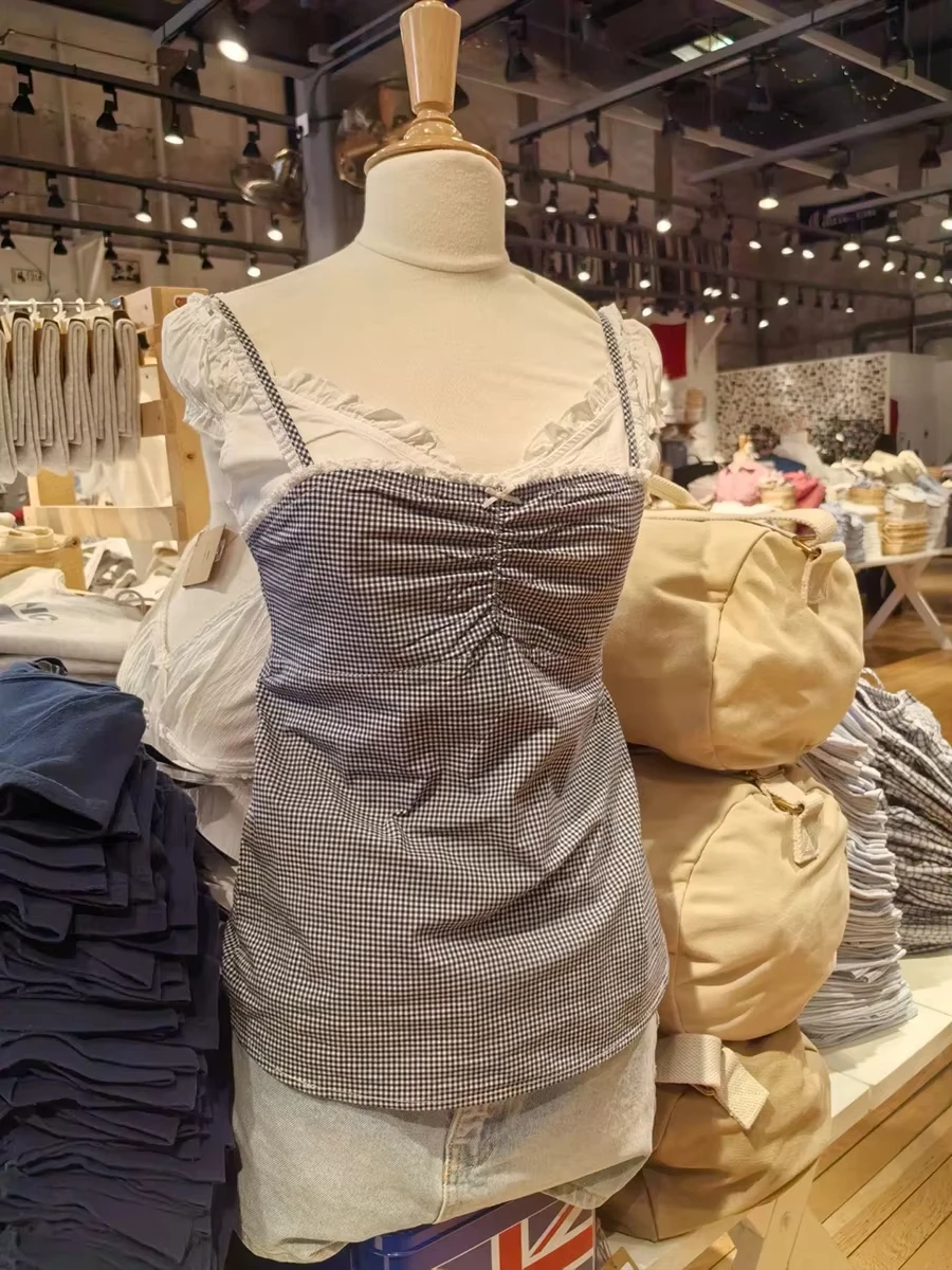 Vintage Plaid Lace Trim Slim Tank Tops Woman Summer Bow Folds Strapless Camisole Female Casual Sweet Preppy Style Vest Y2K Top
Vintage Plaid Lace Trim Slim Tank Tops Woman Summer Bow Folds Strapless Camisole Female Casual Sweet Preppy Style Vest Y2K Top