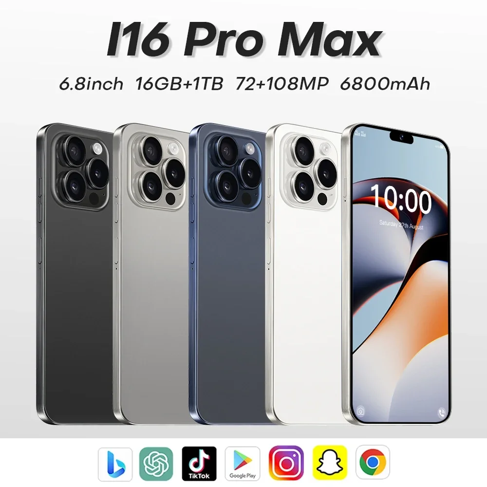 E-Books Case For i16 Pro Max Cellphones 5G Dual Sim Android14 Smartphone 7800mAh Case For 6.8inch Cell Mobile Phones 22GB+2TB
E-Books Case For i16 Pro Max Cellphones 5G Dual Sim Android14 Smartphone 7800mAh Case For 6.8inch Cell Mobile Phones 22GB+2TB