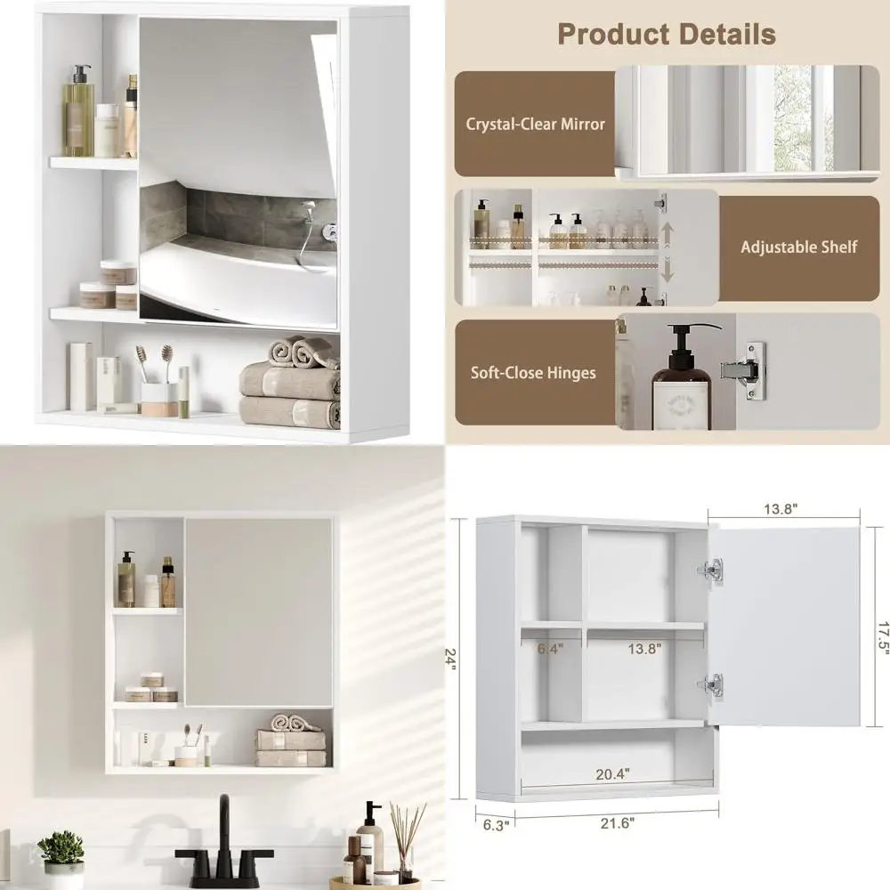 White Over-The-Toilet Storage Cabinet with Single Door and Adjustable Shelf
White Over-The-Toilet Storage Cabinet with Single Door and Adjustable Shelf