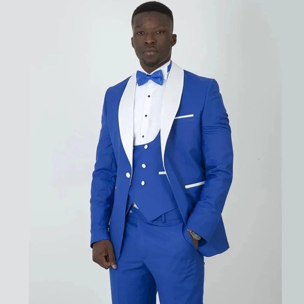 Blue Formal Elegant Men Suit Groom Tuxedo Prom Shawl Lapel Slim Fit Blazer Hombre High Quality Custom 3 Piece Set Costume Homme
Blue Formal Elegant Men Suit Groom Tuxedo Prom Shawl Lapel Slim Fit Blazer Hombre High Quality Custom 3 Piece Set Costume Homme