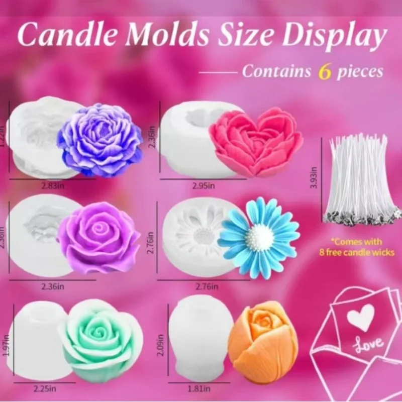 Peony, Tulip, Rose, Frangipani Silicone Mold for DIY Scented Candles and Plaster Home Decor
Peony, Tulip, Rose, Frangipani Silicone Mold for DIY Scented Candles and Plaster Home Decor