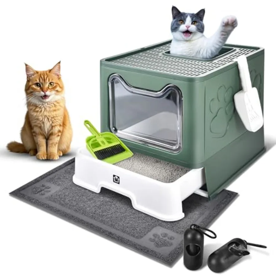 Cat Litter Box with Litter Mat Foldable Extra Large Free in and Out/One-Way with Lid Drawer Type Enclosed Kitty Litter Box Odor
Cat Litter Box with Litter Mat Foldable Extra Large Free in and Out/One-Way with Lid Drawer Type Enclosed Kitty Litter Box Odor