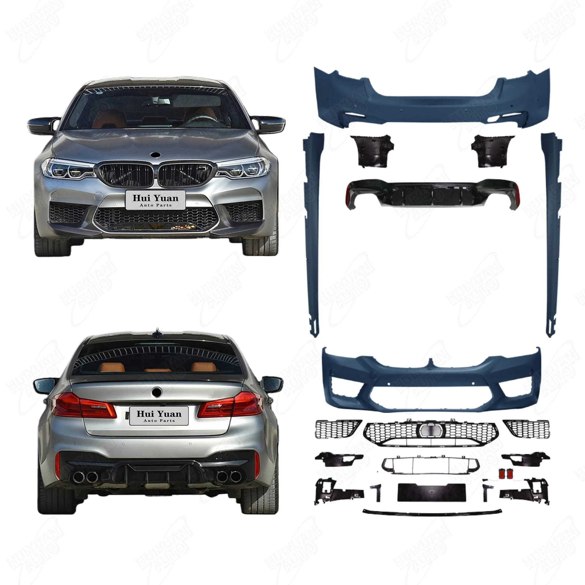Auto Body Kit Car Front and Rear Bumper Grille Side Skirts Fender for 5S G30 G38 2018-2020 to G30 M5 2020 Look Like
Auto Body Kit Car Front and Rear Bumper Grille Side Skirts Fender for 5S G30 G38 2018-2020 to G30 M5 2020 Look Like