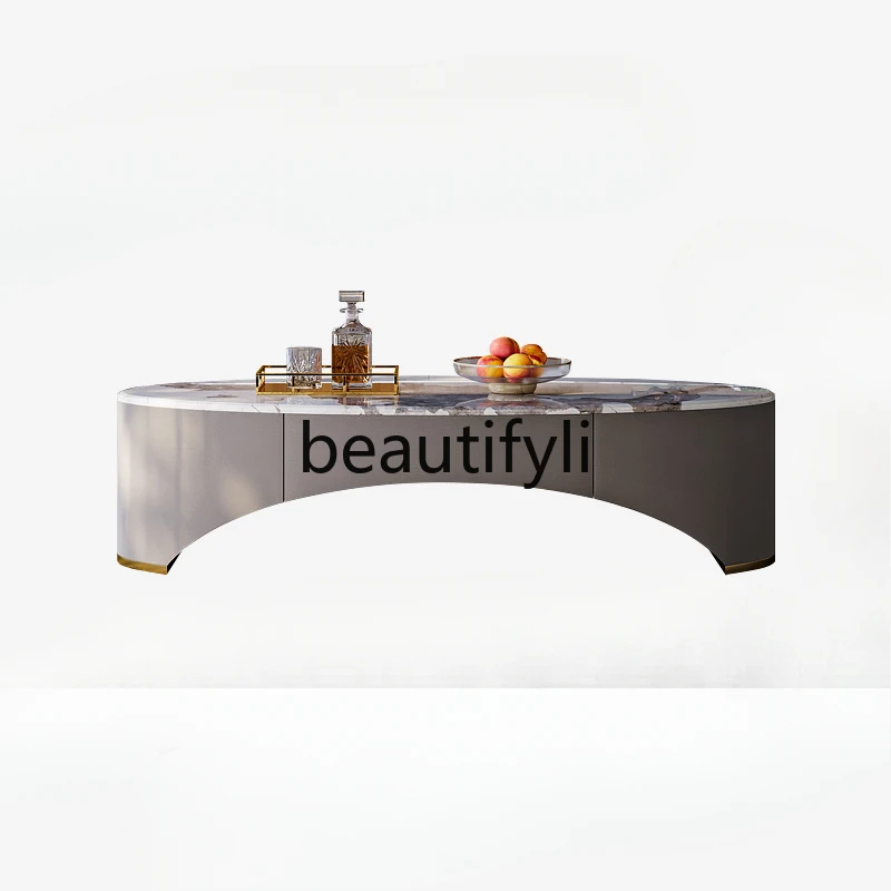 Light luxury coffee table living room custom Italian high-end villa large flat floor fashionable marble oval tea table
Light luxury coffee table living room custom Italian high-end villa large flat floor fashionable marble oval tea table