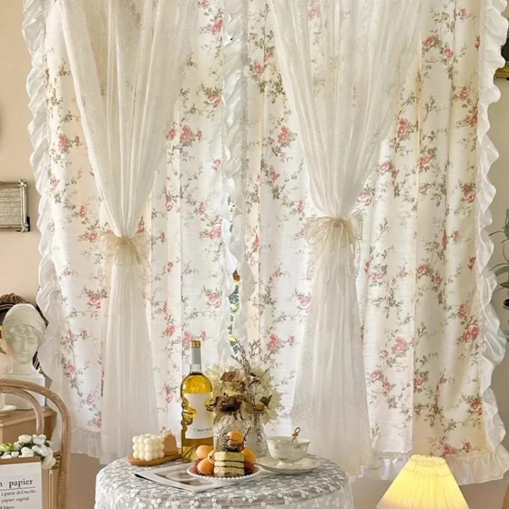 American Small Floral Cotton Linen Double-layer Lace Sheer Curtain for Living Room Bedroom French Window Cream Style Sheer Yarn
American Small Floral Cotton Linen Double-layer Lace Sheer Curtain for Living Room Bedroom French Window Cream Style Sheer Yarn