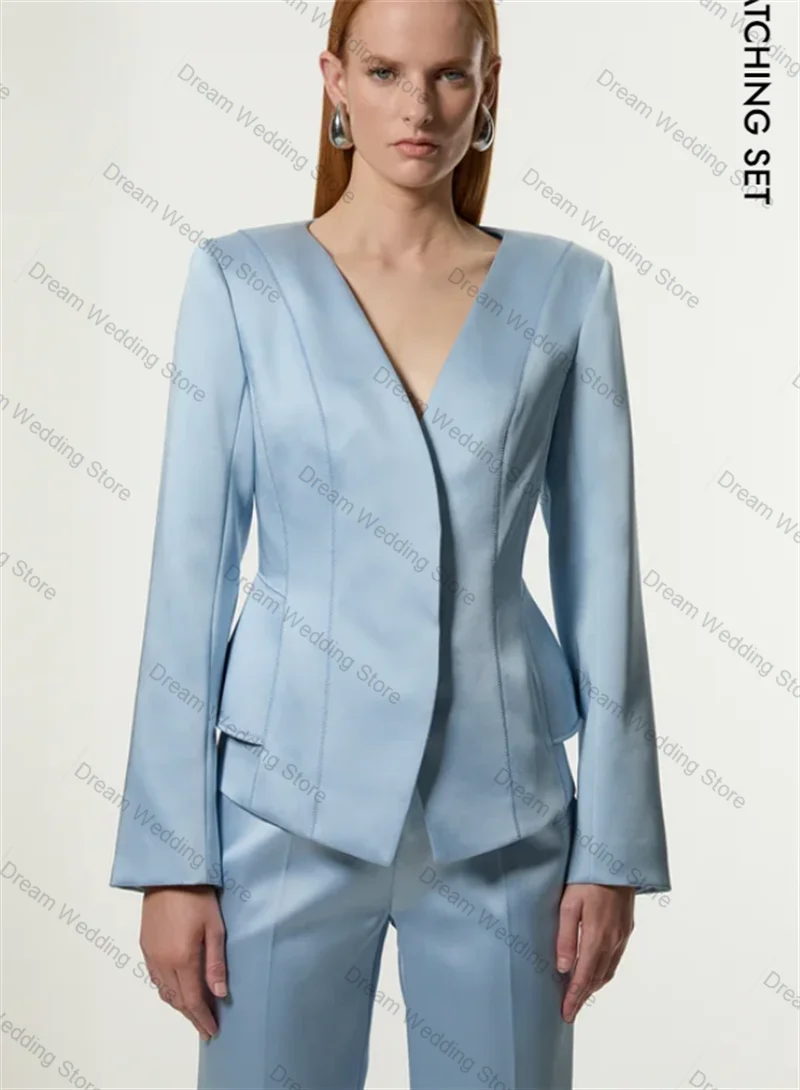 Голубой атласный женский костюм, комплект из 2 предметов: пиджак + брюки, весенне-осенняя официальная офисная женская куртка, индивидуальное пальто для свадебного гостя
Голубой атласный женский костюм, комплект из 2 предметов: пиджак + брюки, весенне-осенняя официальная офисная женская куртка, индивидуальное пальто для свадебного гостя