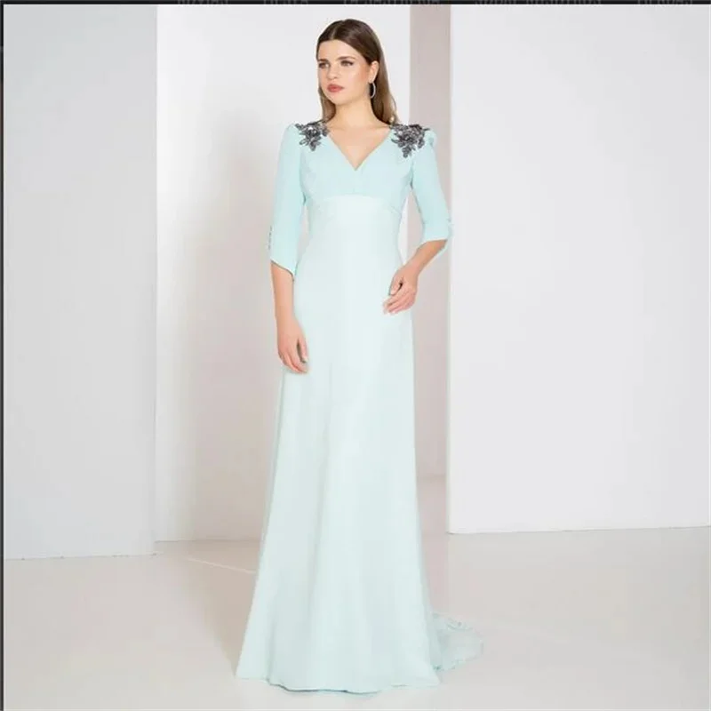 V-neck floor-length ball gown Pleated half-sleeve Elegant Formal Party Evening Gown A-Line Women's Dress Saudi Arabia
V-neck floor-length ball gown Pleated half-sleeve Elegant Formal Party Evening Gown A-Line Women's Dress Saudi Arabia