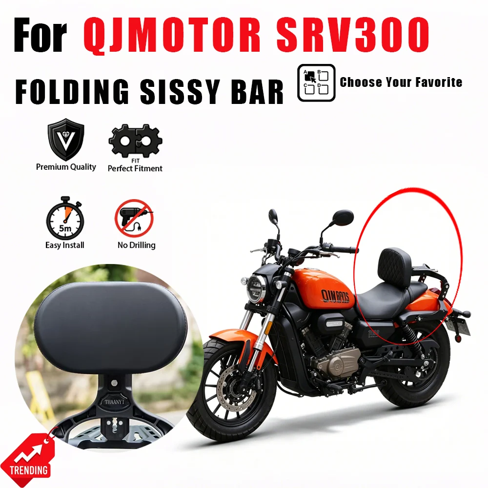 For QJMOTOR SRV300 SRV 300 Motorcycle Folding Telescopic Passenger Backrest Sissy Bar Adjustable Rear Back Rest Accessories •
For QJMOTOR SRV300 SRV 300 Motorcycle Folding Telescopic Passenger Backrest Sissy Bar Adjustable Rear Back Rest Accessories •