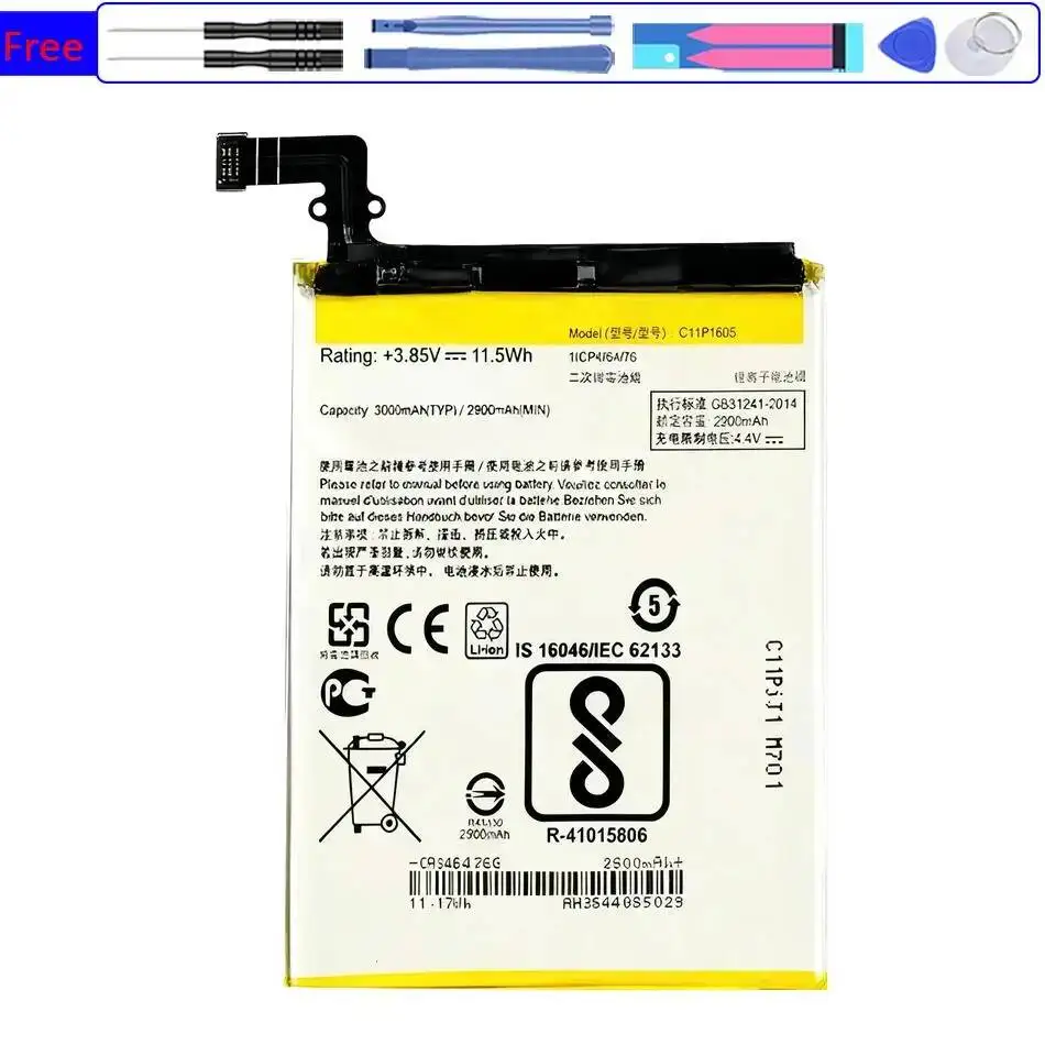 Mobile Phone Battery Safe C11P1605 3000Mah For Asus Zenfone 3 ZS550KL 570KL Z01FD High-Capacity
Mobile Phone Battery Safe C11P1605 3000Mah For Asus Zenfone 3 ZS550KL 570KL Z01FD High-Capacity