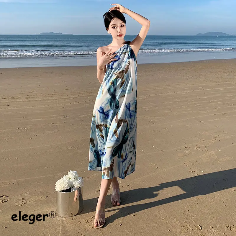 2023 New Summer Women's Tie-Dye Vacation Beach Dress Korean Casual Inclined shoulder Long Chic Asymmetrical Indian One-Shoulder
2023 New Summer Women's Tie-Dye Vacation Beach Dress Korean Casual Inclined shoulder Long Chic Asymmetrical Indian One-Shoulder