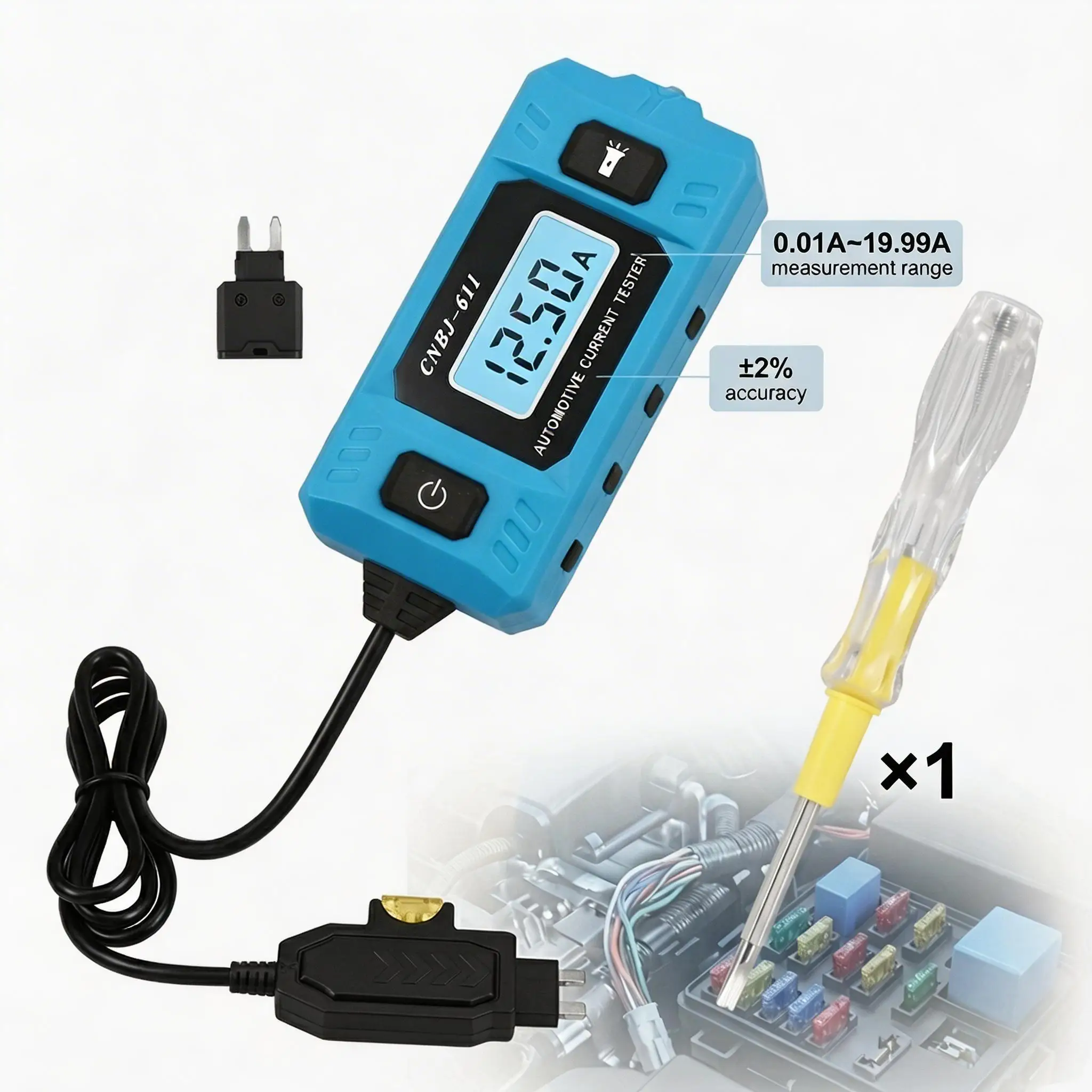 Automotive Fuse Current Tester Car Leakage Analyzer Fault Tester Automotive Fuse Current Testing Tool Circuit Tester LCD Display
Automotive Fuse Current Tester Car Leakage Analyzer Fault Tester Automotive Fuse Current Testing Tool Circuit Tester LCD Display