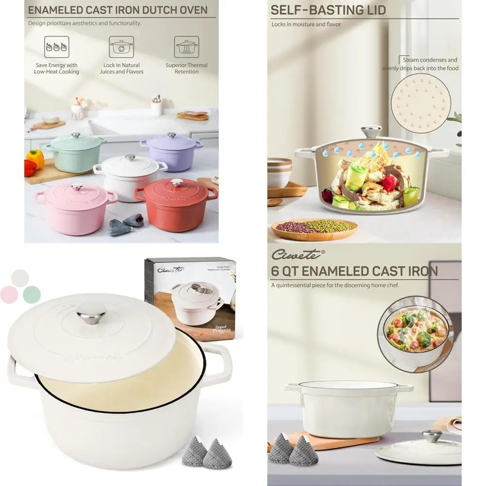 Чугунная эмалированная кастрюля-казан, 6 кварт, цвет кремовый, для использования в духовке до 500 градусов ° Идеально подходит для выпечки хлеба, тушения и приготовления пищи, с двумя ручками
Чугунная эмалированная кастрюля-казан, 6 кварт, цвет кремовый, для использования в духовке до 500 градусов ° Идеально подходит для выпечки хлеба, тушения и приготовления пищи, с двумя ручками