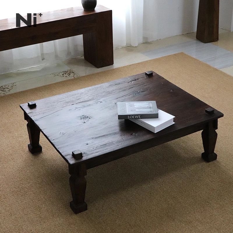 coffee table Chinese and ancient tea table living room retro solid wood square tatami floor table
coffee table Chinese and ancient tea table living room retro solid wood square tatami floor table