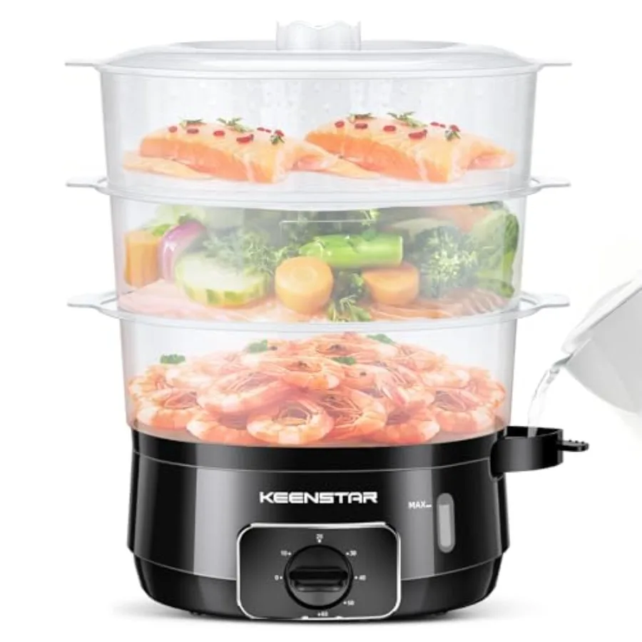 Electric Food Steamer for Cooking 13.7QT Vegetable Steamer with 3 Tiers BPA-Free Baskets 800W Fast Simultaneous Cooking 60-Minu
Electric Food Steamer for Cooking 13.7QT Vegetable Steamer with 3 Tiers BPA-Free Baskets 800W Fast Simultaneous Cooking 60-Minu