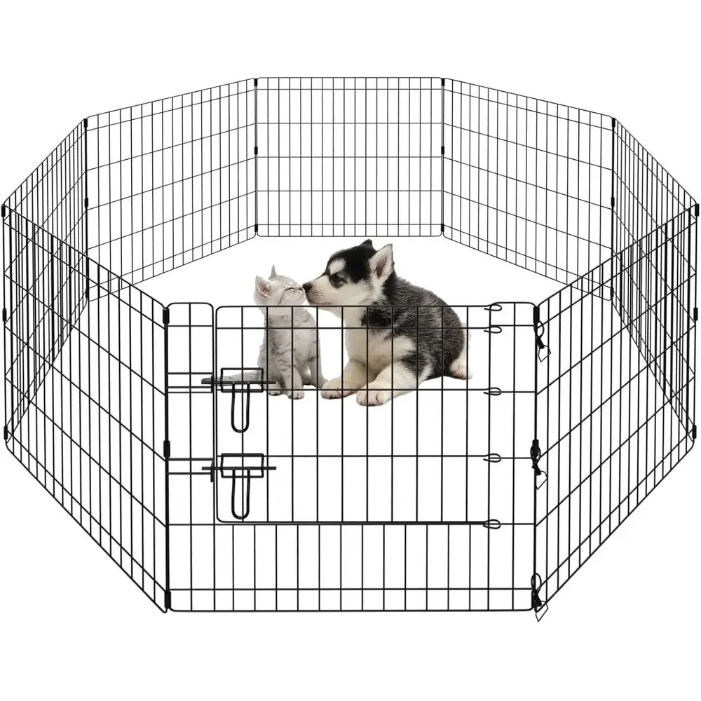 24-Inch Foldable Metal Dog Playpen for Indoor and Outdoor Use with 8 Panels - Black
24-Inch Foldable Metal Dog Playpen for Indoor and Outdoor Use with 8 Panels - Black
