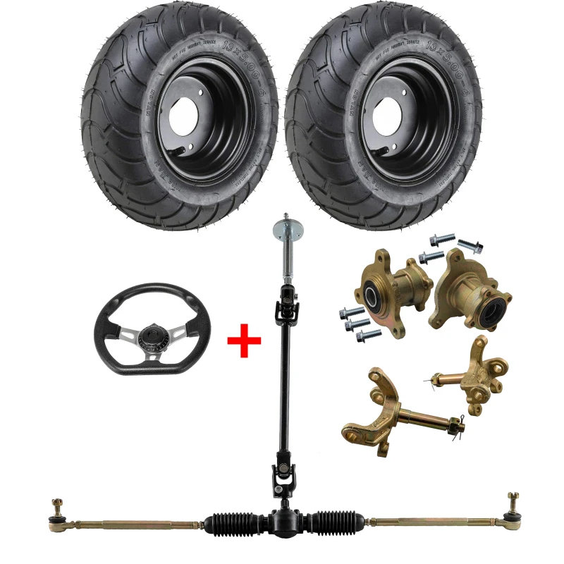 2pc 13x5.00-6 Tire With Wheel Rim + Go kart Front Steering Wheel Tie Rod Rack Shaft kit for DIY ATV Quad Golf Carts Buggy Dune
2pc 13x5.00-6 Tire With Wheel Rim + Go kart Front Steering Wheel Tie Rod Rack Shaft kit for DIY ATV Quad Golf Carts Buggy Dune