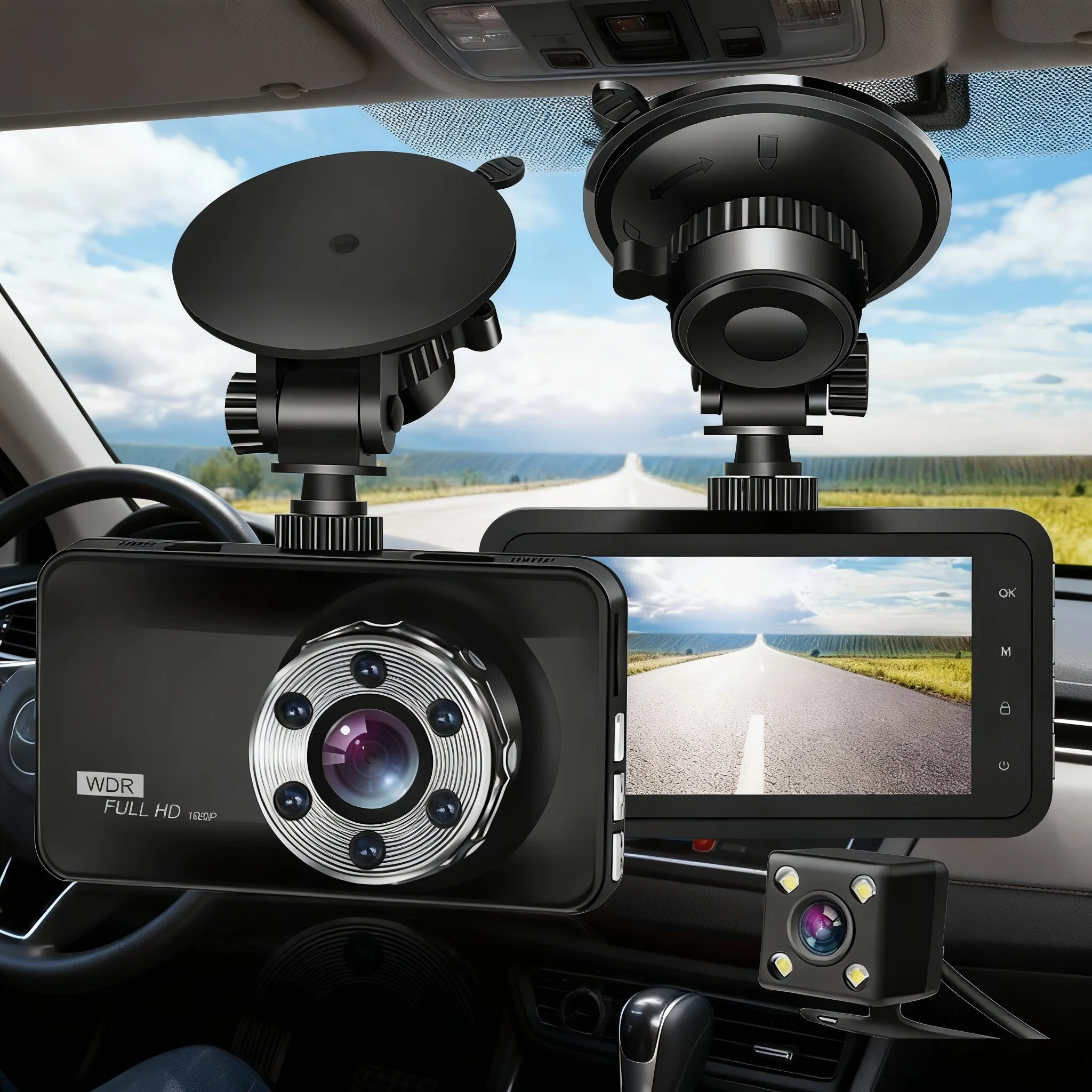 Front and rear dual cameras 1080P full HD dual lens driving recorder
Front and rear dual cameras 1080P full HD dual lens driving recorder