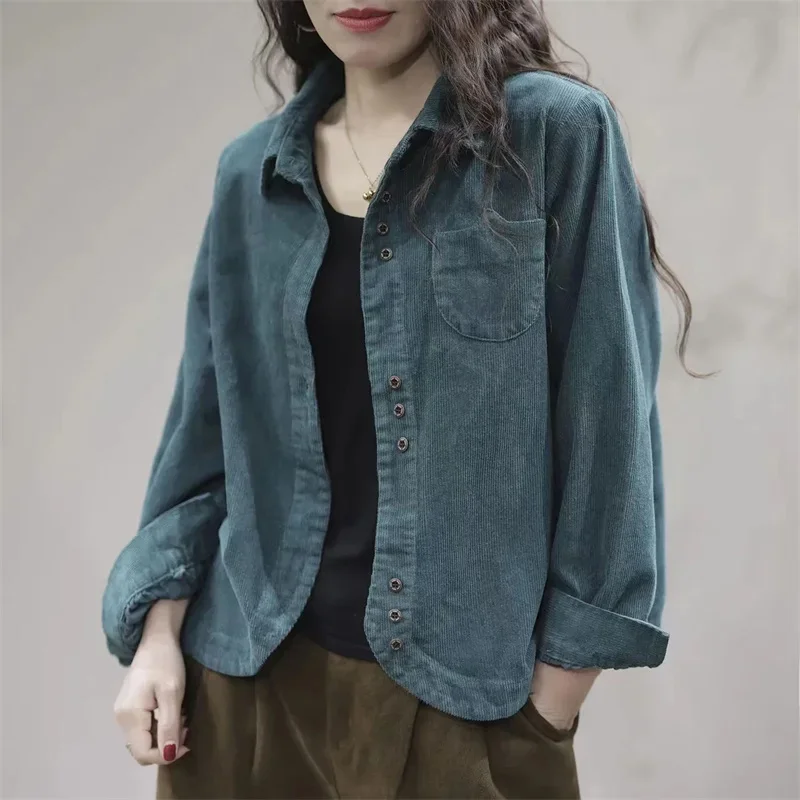 2025 Women Lapel Collar Corduroy Shirt Coat Spring And Autumn Female Long Sleeved Cardigan Blouse Jacket Korean Ladies Blaus Top
2025 Women Lapel Collar Corduroy Shirt Coat Spring And Autumn Female Long Sleeved Cardigan Blouse Jacket Korean Ladies Blaus Top