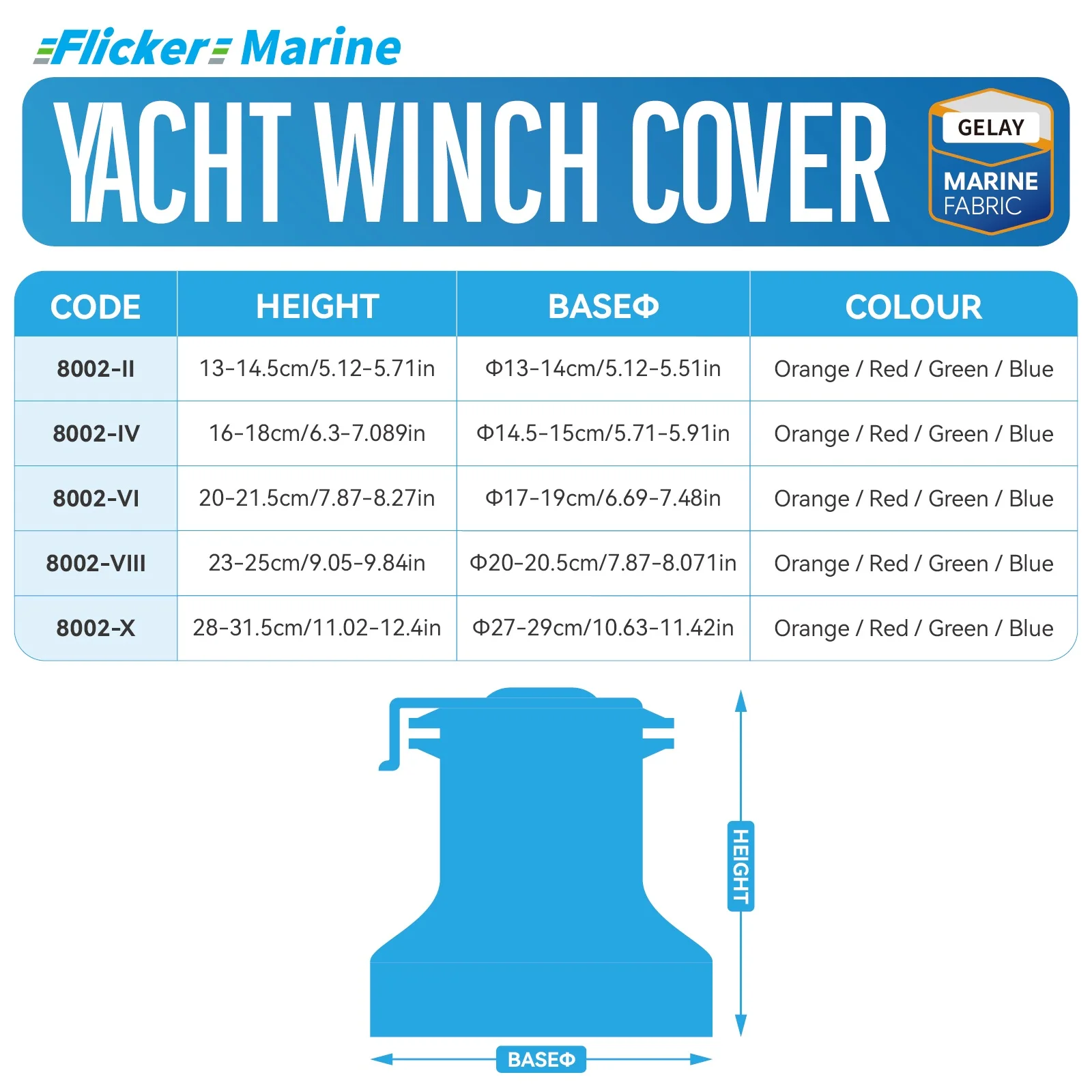 FLICKER MARINE Colorful Yacht Winch Cover, Multi-Size Options, Durable Marine Fabric, UV Resistant, Snug Fit Design, Easy Instal
FLICKER MARINE Colorful Yacht Winch Cover, Multi-Size Options, Durable Marine Fabric, UV Resistant, Snug Fit Design, Easy Instal