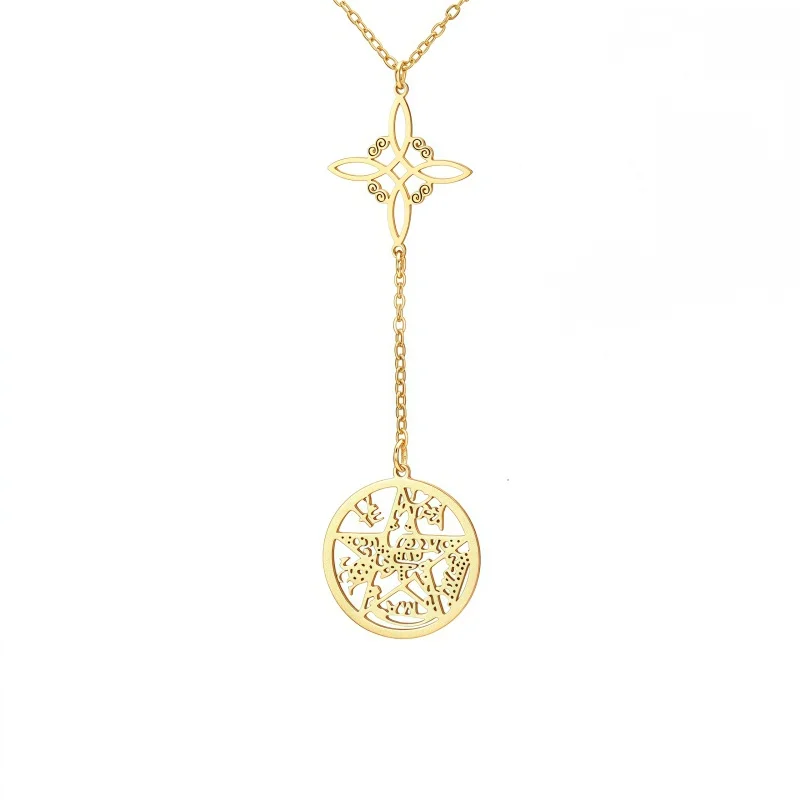Stainless Steel Necklace for Women Witch Knot Double Protection Tetragrammet Spiritual Symbols Yoga Reiki Meditation Amulet
Stainless Steel Necklace for Women Witch Knot Double Protection Tetragrammet Spiritual Symbols Yoga Reiki Meditation Amulet